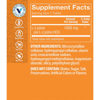 Thumbnail for The Vitamin Shoppe L-Lysine 1,000MG, Essential Amino Acid, Lip Care Supplement, Supports Collagen & Elastin Production, Once Daily (100 Tablets)