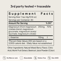 Thumbnail for Moon Juice Magnesi-Om Magnesium Powder Supplement - Chelated Magnesium Complex + L-Theanine Blend for Rest, Relaxation & Regularity - Vegan, Non-GMO & No Sugar, Berry, 4.2 oz, 30 Servings