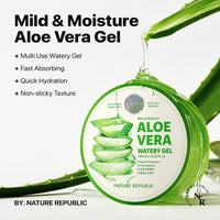 Thumbnail for Nature Republic Mild & Moisture Aloe Vera Watery Gel (2 PCS) | Hydrating & Moisturizing, Fast-Absorbing Non-Sticky, Aftersun & Aftershave Soothing Gel for Face & Hair, Korean Skincare, All Skin Types