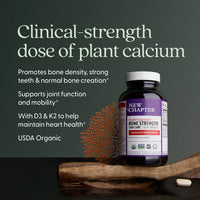 Thumbnail for New Chapter Calcium Supplement - Bone Strength Plant-Based USDA Organic Calcium with Magnesium, Vitamin D3+K2, for Bone Health & Joint Mobility, Heart Support, 905 mg dose - 60 Slim Tablets