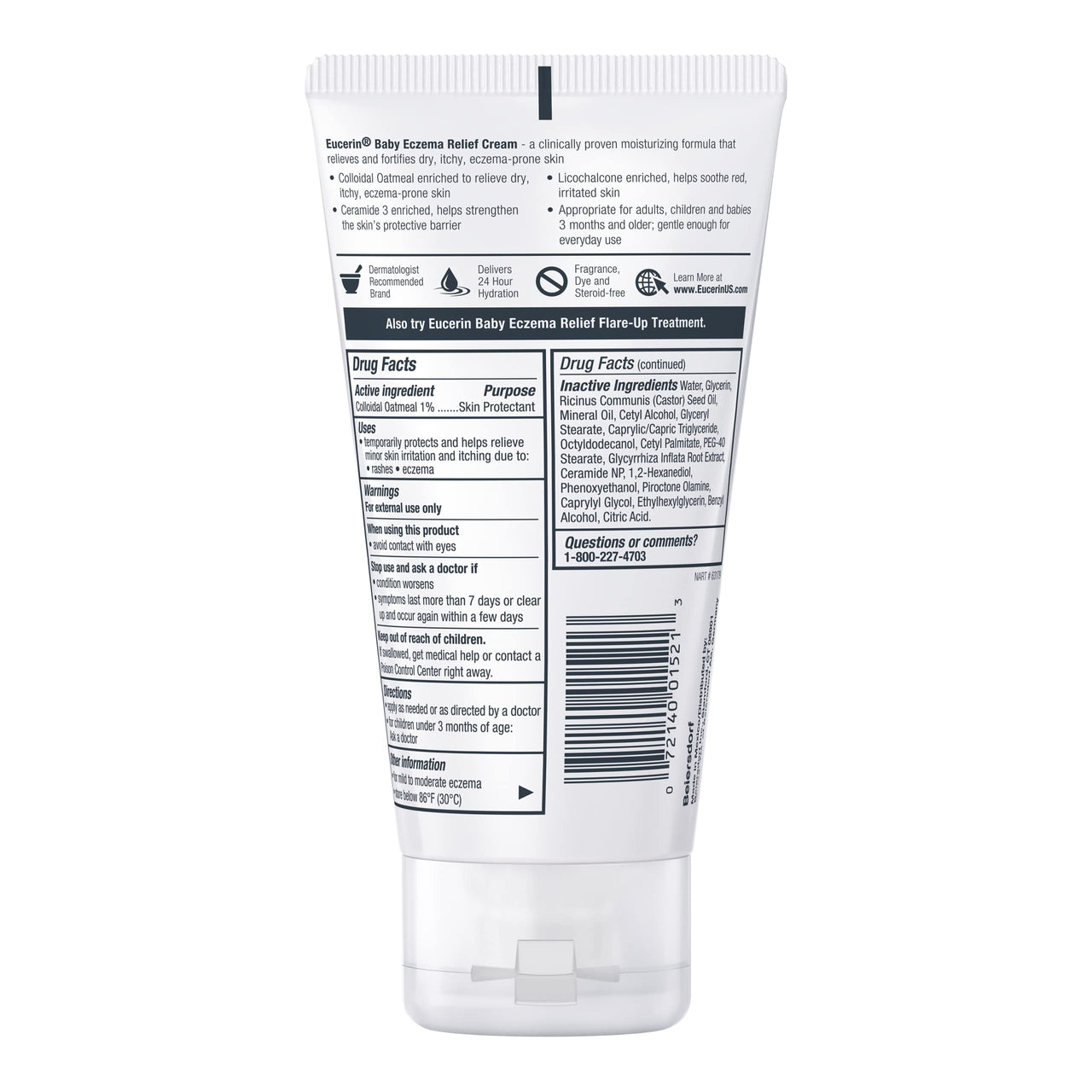 Eucerin Baby Eczema Relief Body Cream, Steroid & Fragrance Free for 3+ Months of Age, 5 oz. Tube