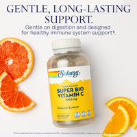 Thumbnail for Solaray Super Bio Vitamin C 1000mg, Buffered, Time Release Capsules with Bioflavonoids, Two-Stage for High Absorption & All Day Immune Support, Vegan, 60 Day Guarantee, 125 Servings, 250 VegCaps