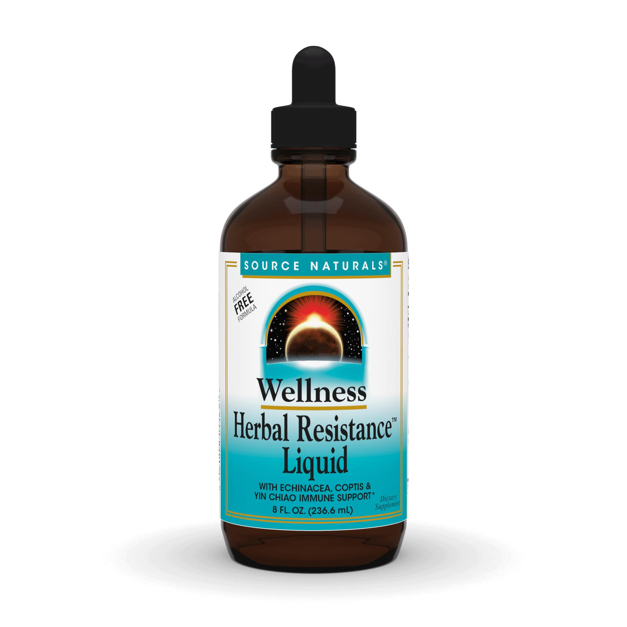 Source Naturals Wellness Herbal Resistance Liquid - Immune System Support with Echinacea, Coptis & Yin Chiao - 8 Fluid oz
