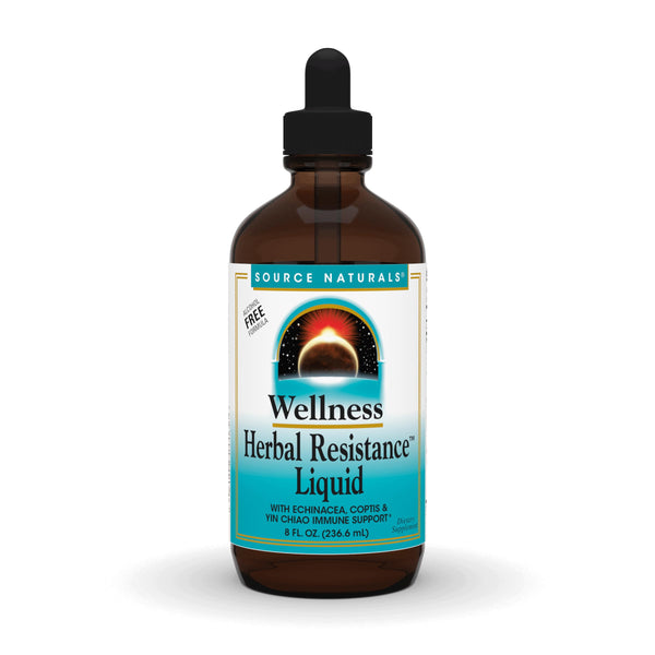Source Naturals Wellness Herbal Resistance Liquid - Immune System Support with Echinacea, Coptis & Yin Chiao - 8 Fluid oz