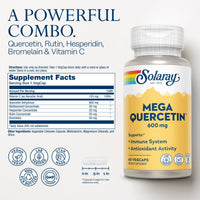 Thumbnail for SOLARAY Mega Quercetin with Bromelain, Vitamin C and Bioflavonoids - Antioxidant and Immune Support Supplement, Hearth Health and Blood Pressure Support - Vegan, 60-Day Guarantee, 60 Serv, 60 VegCaps