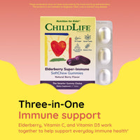 Thumbnail for CHILDLIFE ESSENTIALS Elderberry Super-Immune SoftChew Gummies for Kids - Immune Support with Vitamin C & Vitamin D3, Elderberry Immune Supplement for Babies, Toddlers & Children - Berry, 27 Softchews