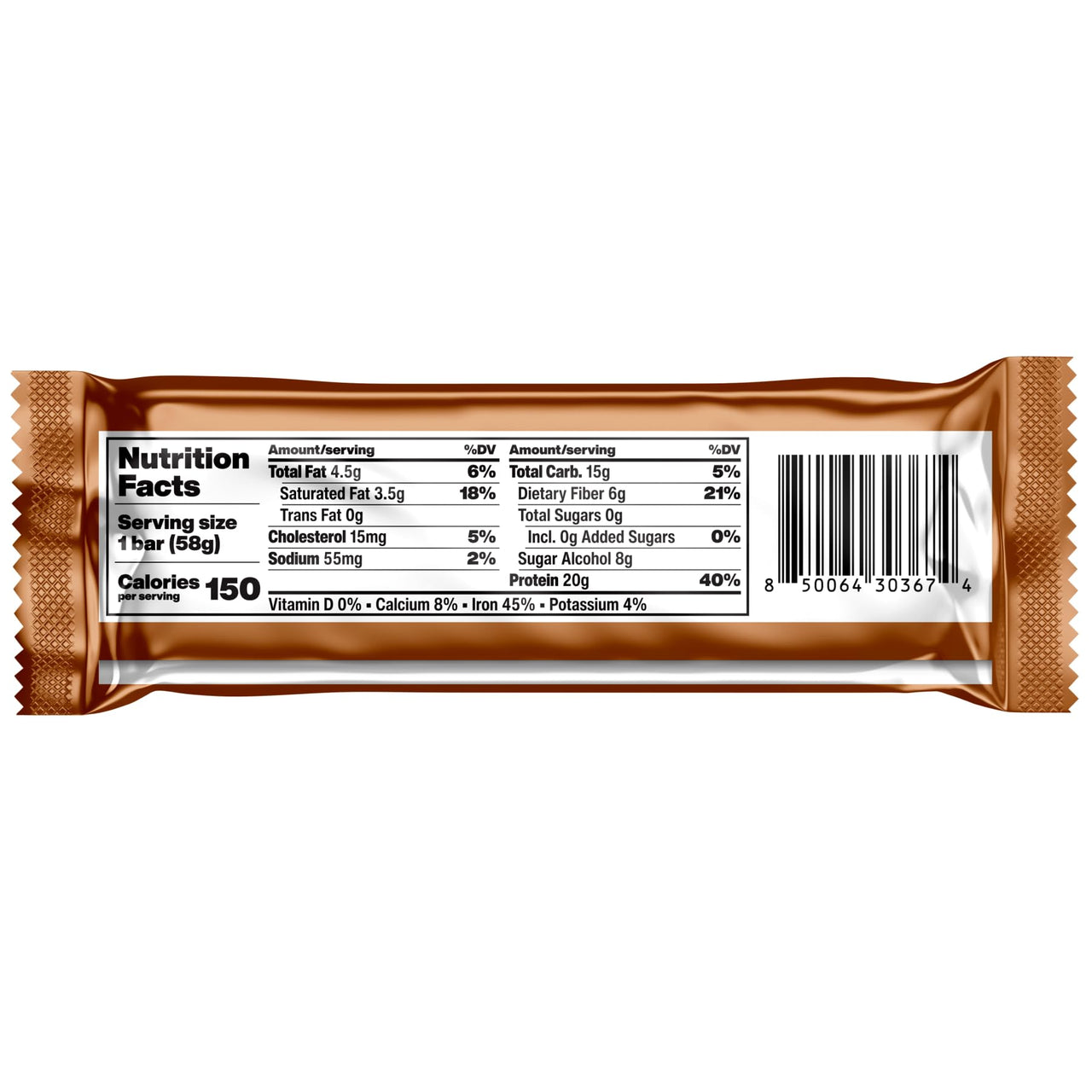 David Bronze High Protein Bars - Peanut Butter Chocolate Crunch Flavor - 0g of Sugar, Low Carb, Gluten Free - 20g of Protein, 150 Calories - On-The-Go Snack, Pack of 12