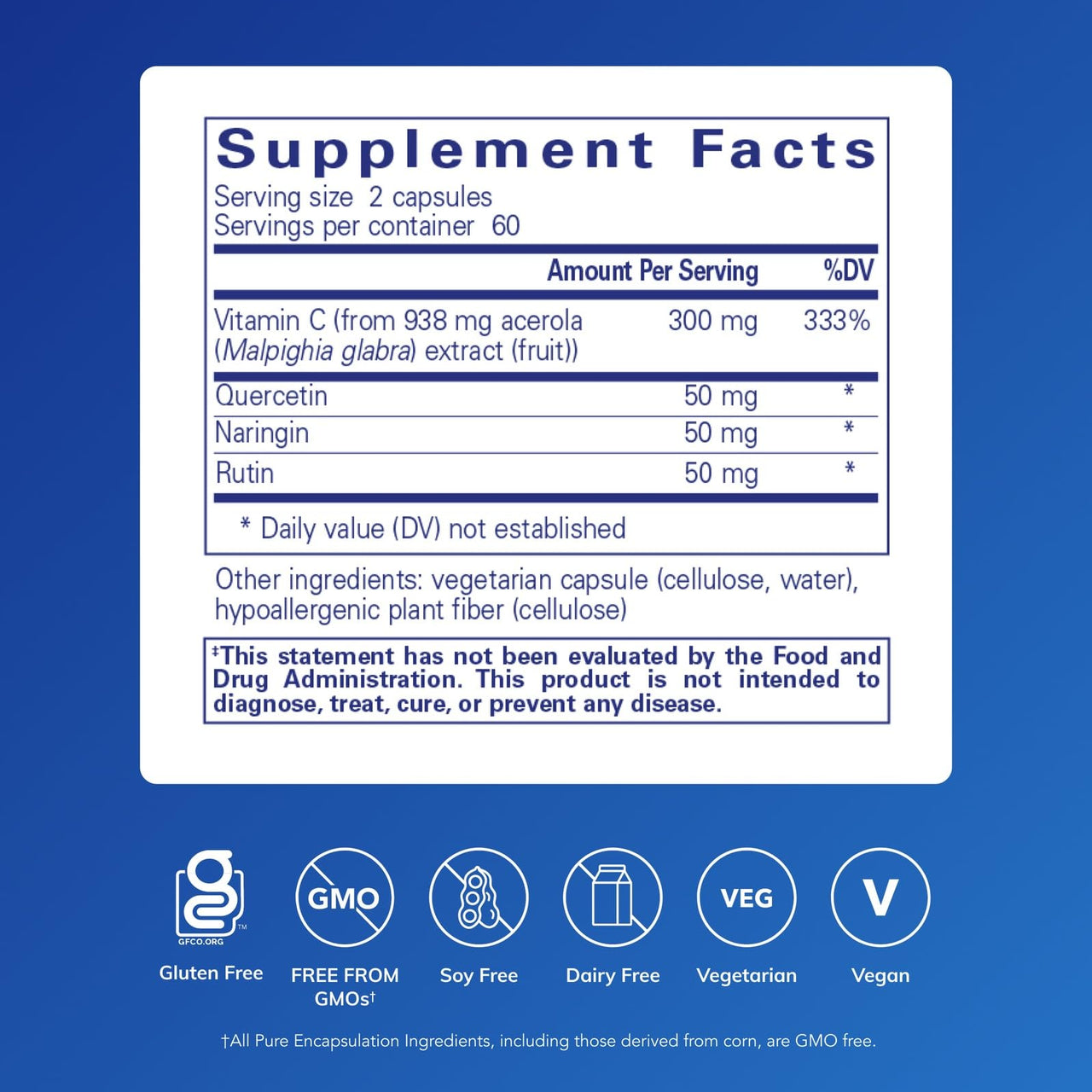 Pure Encapsulations Acerola/Flavonoid | Corn-Free, Plant-Based Vitamin C and Bioflavonoid | 120 Capsules*