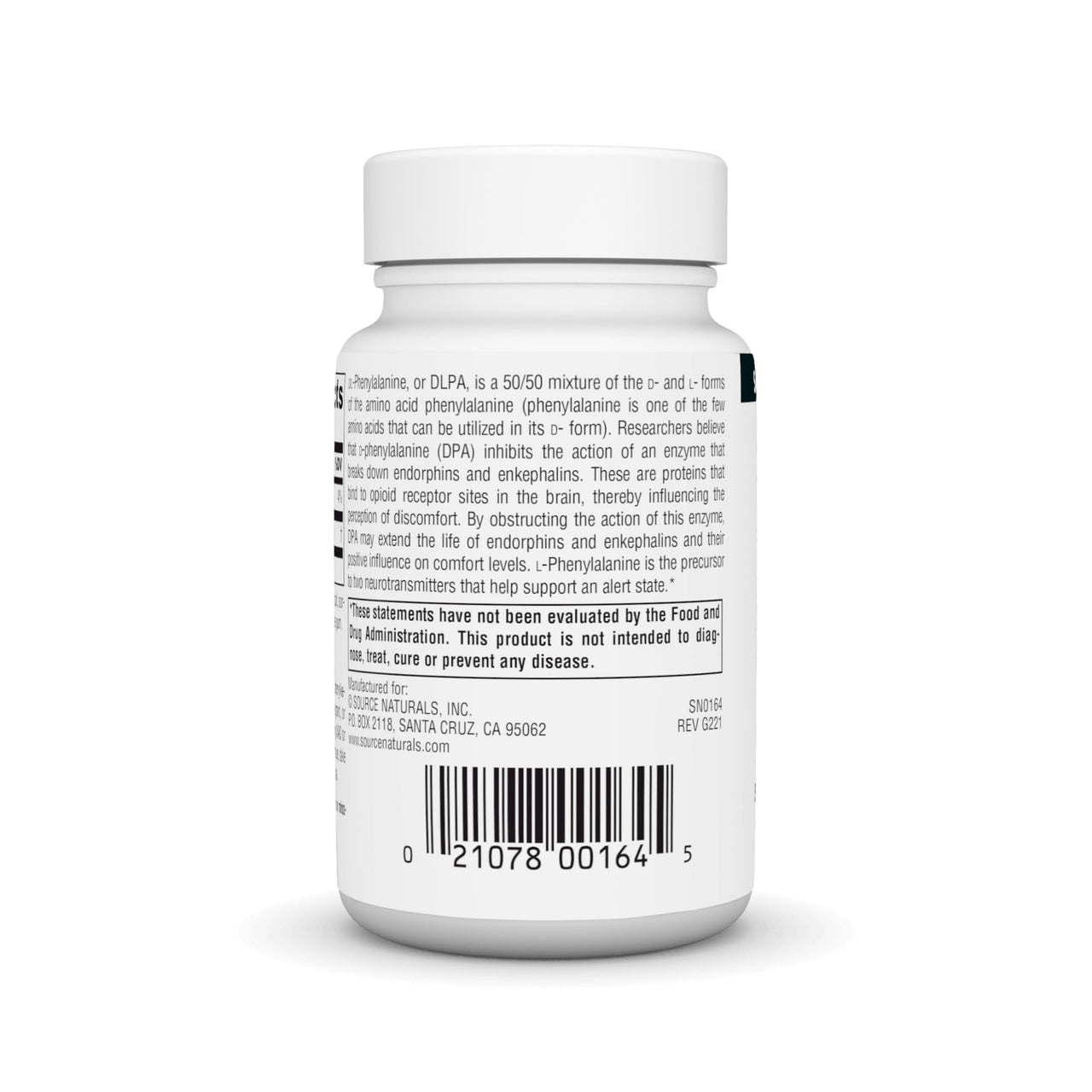 Source Naturals DLPA DL-Phenylalanine Supplement That Supports an Alert State* - 750 mg - 30 Tablets