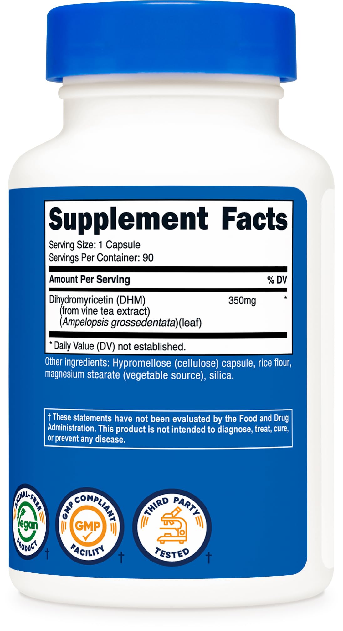 Nutricost Dihydromyricetin (DHM) Capsules (350mg, 90 Capsules) - Vegan, Non-GMO, 90 Servings