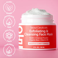 Thumbnail for SeoulCeuticals Korean Face Scrub - Exfoliating Face Mask Skincare K Beauty Mask for Glass Skin - Kaolin Clay + Charcoal Cream Exfoliant Mask 2oz