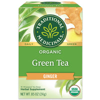 Thumbnail for Traditional Medicinals Organic Green Tea Ginger Herbal Tea, Promotes Healthy Digestion, (Pack of 1) - 16 Tea Bags