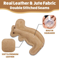Thumbnail for SPOT Dura-Fused Leather Squirrel Dog Toy – Real Leather & Jute Fabric, Double-Stitched & Durable, Soft Stuffed Squeaky Interactive Chew Toy for Moderate Chewers, Small & Medium Dogs, 8in