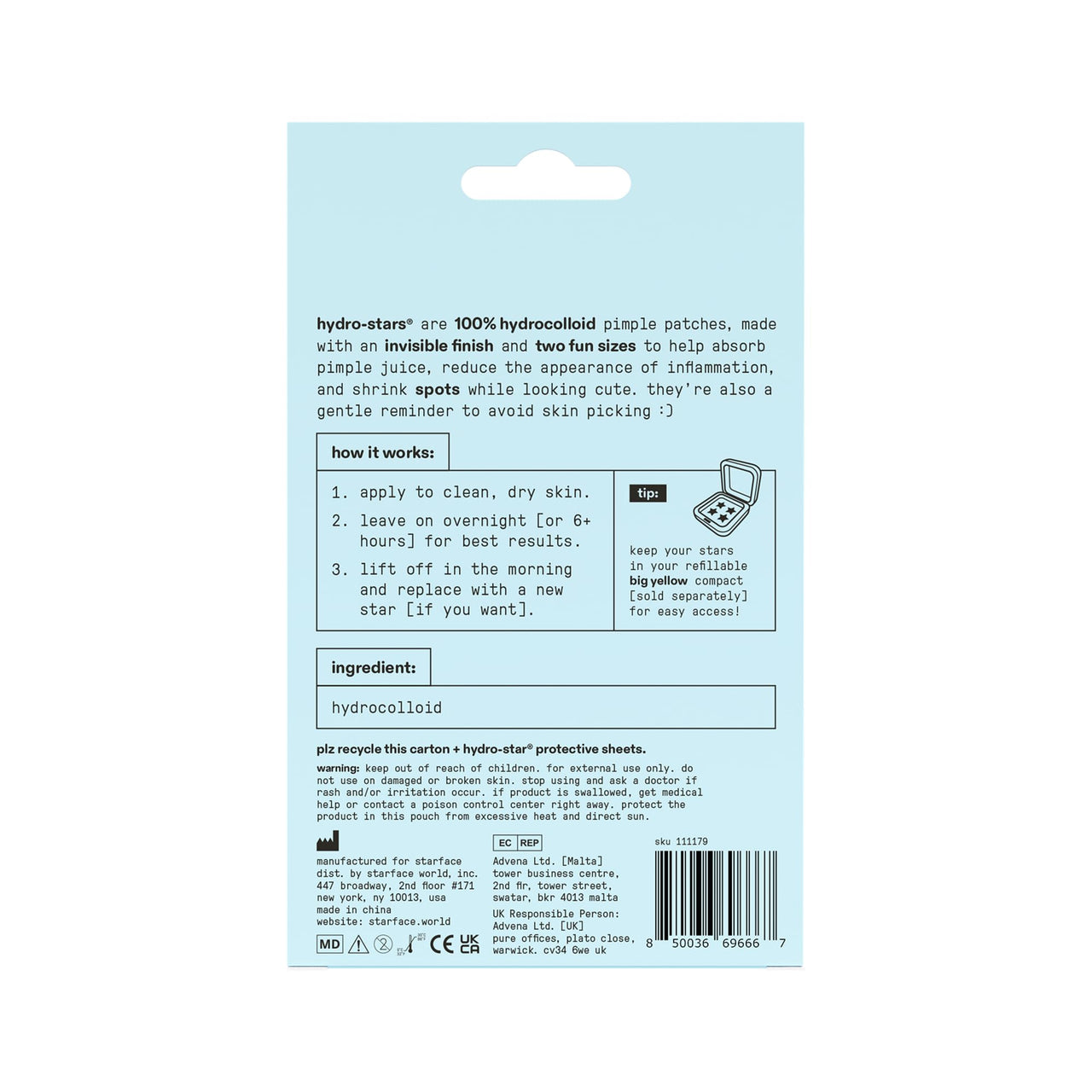 Starface Hydro-Star® Clear BIG PACK Refill, Invisible Hydrocolloid Pimple Patches, Two Sizes, Dermatologist Tested, Covers and Protects Visible Spots, Absorbs Pimple Gunk, Vegan Skincare (96 Count)