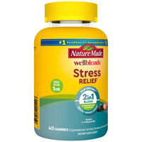Thumbnail for Nature Made Wellblends Stress Relief Gummies, L theanine 200mg to Help Reduce Stress, with GABA 100mg, Same Day Stress Support, 40 Strawberry Flavor Gummies