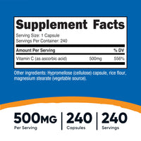 Thumbnail for Nutricost Vitamin C 500mg, 240 Capsules, Vegetarian, Gluten Free & Non-GMO