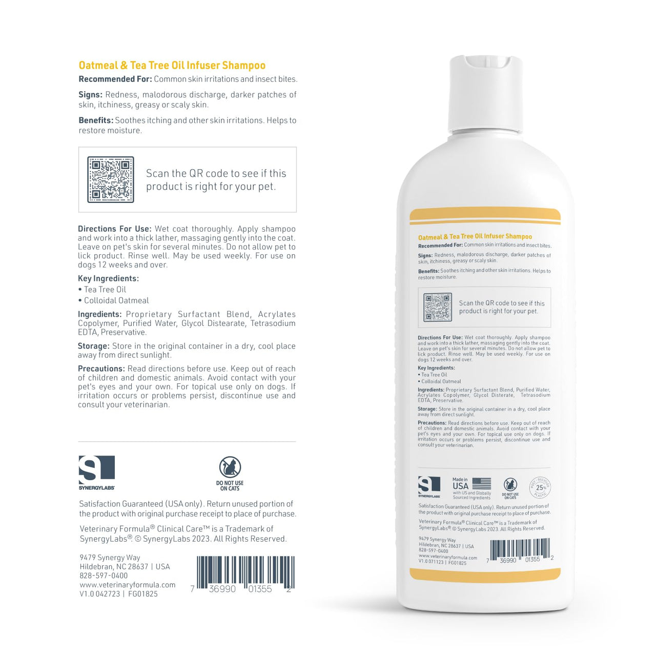 Veterinary Formula Clinical Care Dog Shampoo with Oatmeal and Tea Tree Oil, 16 oz – Gentle Shampoo for Dogs with Dry Skin, Soothes and Adds Moisture to Skin and Coat