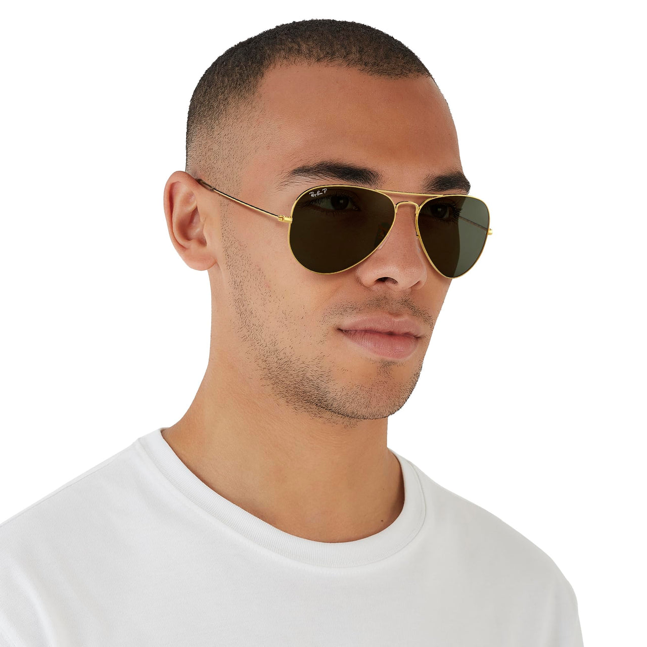 Ray-Ban Unisex RB3025 Classic Polarized Aviator Sunglasses, Gold/Green Polarized, 55 mm