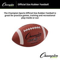 Thumbnail for Champion Sports Rubber Football – Durable All-Weather Football with Enhanced Grip - Backyard Play & Training - Official Size
