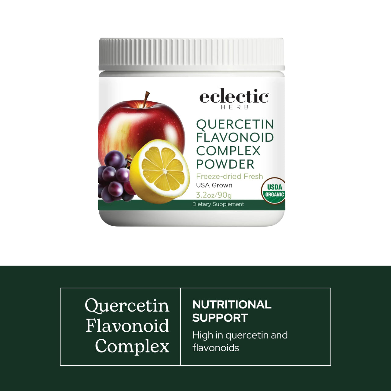 Eclectic Institute Raw Fresh Freeze-Dried Quercetin Flavonoid Complex, Whole Food Powder | 3.2 oz (90 g)