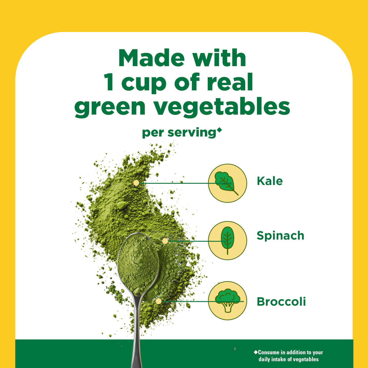 Nature Made Super Greens Powder with Prebiotic Fiber Drink Mix, Made with 1 Cup Veggies Per Serving, Fiber Supplement + Vitamins and Minerals, 25 Day Supply