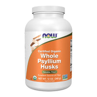 Thumbnail for NOW Foods Supplements, Whole Psyllium Husks, Certified Organic, Non-GMO Project Verified, Soluble Fiber, 12-Ounce