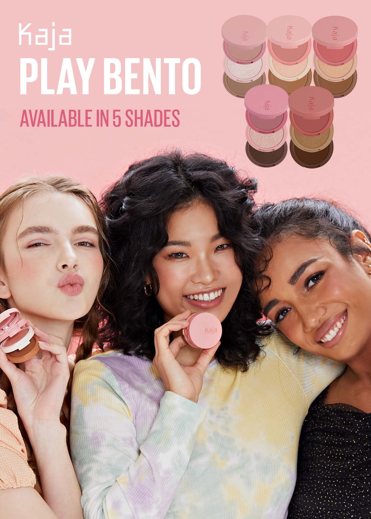 Kaja 3-in-1 Blendable Sculpting Trio - Play Bento | with Mango Seed Butter, Cream Bronzer, Powder Blush, and Highlighter, 02 Cloud Latte