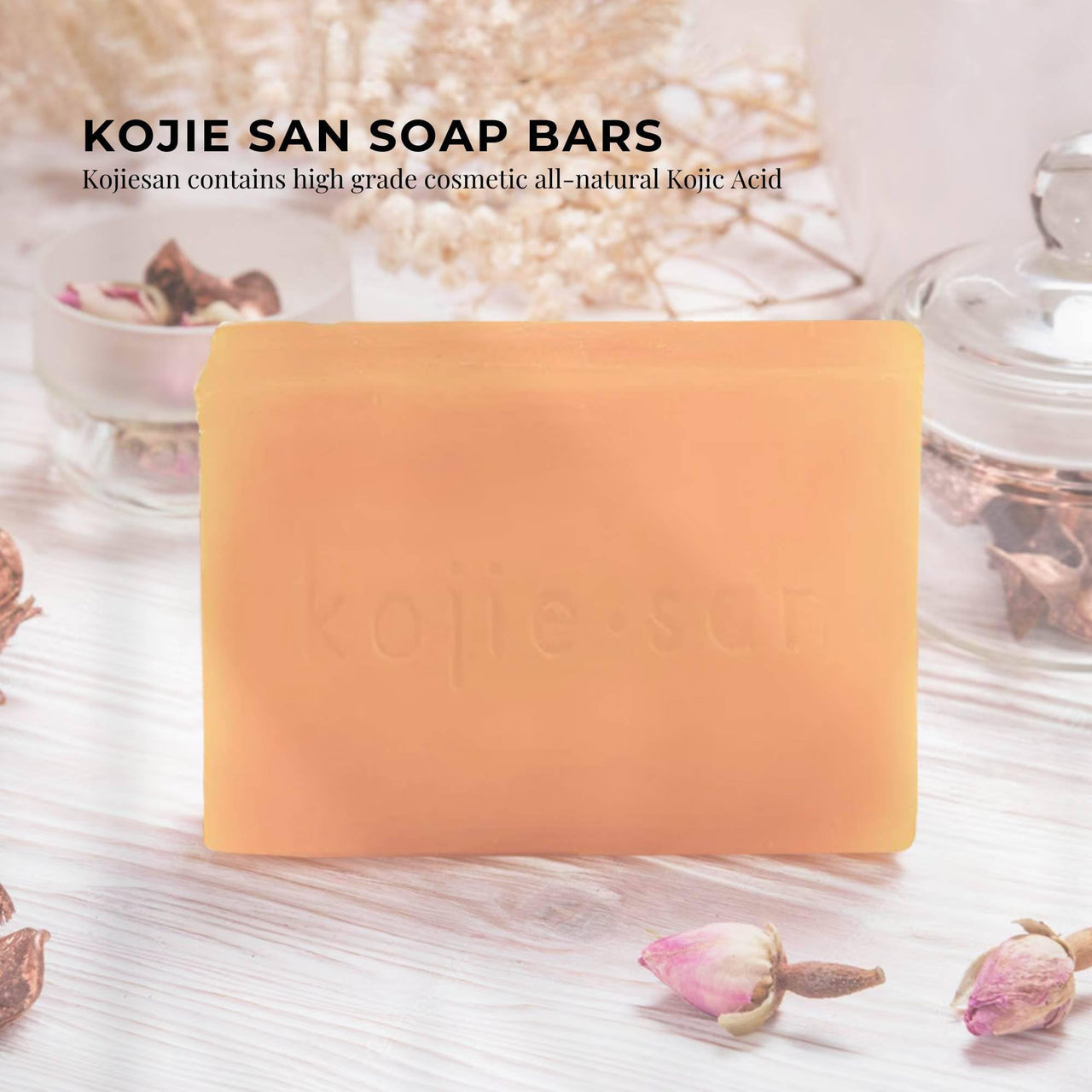 Kojie San Original Kojic Acid Soap for Face and Body – Dark Spot Remover, Gentle Cleansing Bar with Coconut Oil, Tea Tree Oil, and Glycerin – Helps Improve Skin Appearance – 65g x 1 Bar