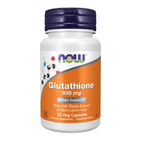 Thumbnail for NOW Foods Supplements, Glutathione 500 mg, With Milk Thistle Extract & Alpha Lipoic Acid, Free Radical Neutralizer*, 30 Veg Capsules