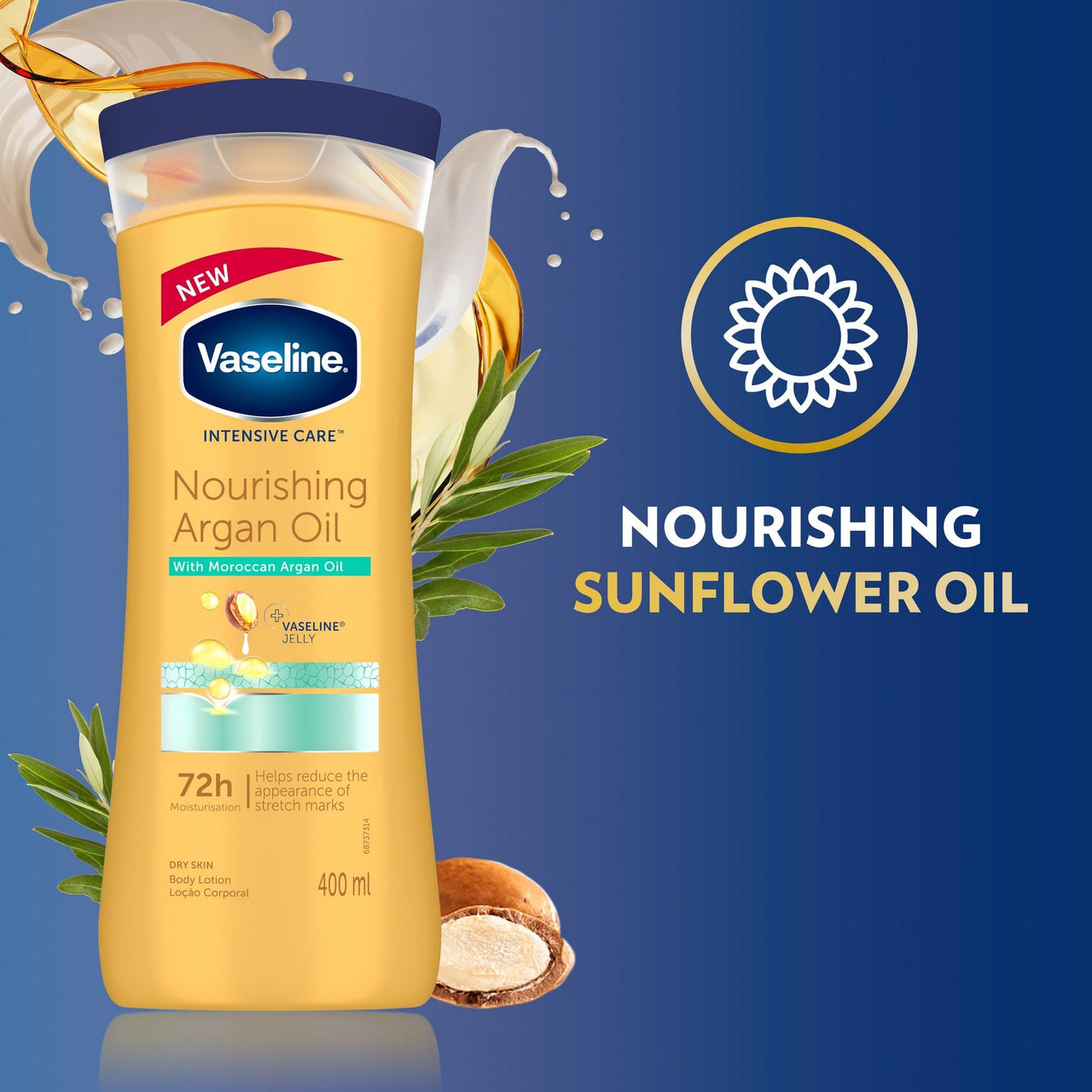 Vaseline Intensive Care Nourishing Argan Oil Lotion, 72h Protection, 400ml