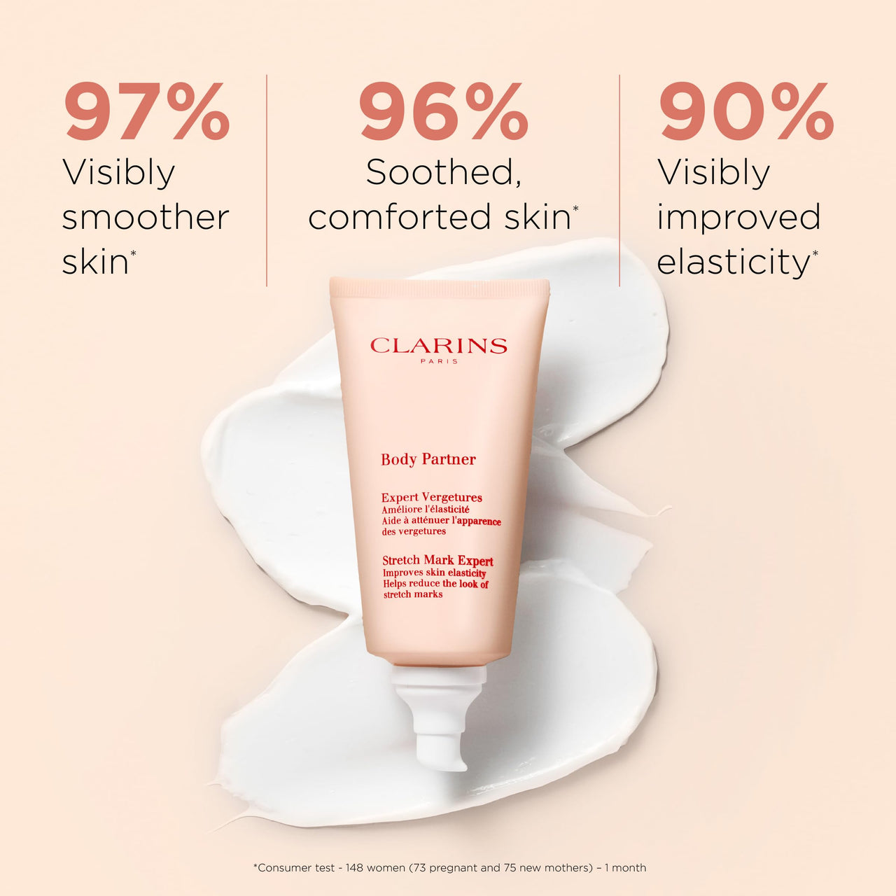 Clarins Body Partner Stretch Mark Expert | Award-Winning | Stretch Mark Cream For Pregnancy and Weight Fluctuations | Tested and Recommended By Pregnant Women | Fragrance Free | Minimal Ingredients