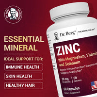 Thumbnail for Dr. Berg Zinc 30mg Enhanced with Magnesium, Vitamin D3, Selenium, & Copper - Zinc Supplements for Men & Women - Chelated Zinc for Immune, Skin, Hair, & Nails Support* - 60 Capsules