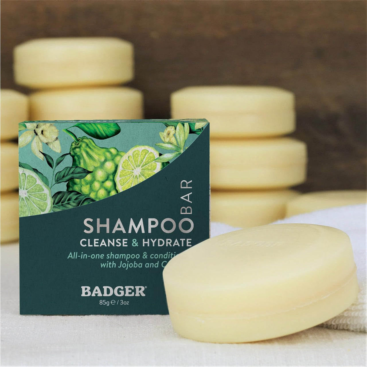 Badger - Jojoba & Baobab Conditioning Shampoo Bar, Natural Vegan Hair Bar, 3 oz