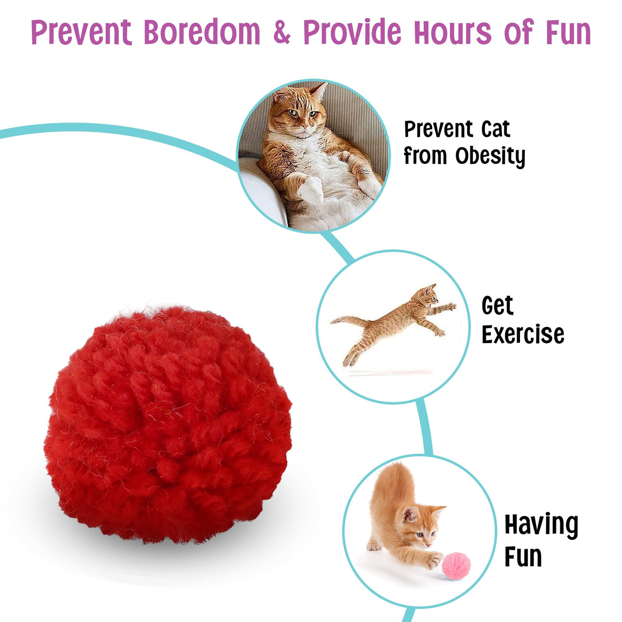 SPOT Wool Pom Poms Cat Toy - Interactive Wool Balls Cat Toy with Catnip for Cats and Kittens to Bite, Swat and Chase - 1.5 inch, 4 pcs