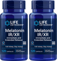 Thumbnail for Life Extension Melatonin IR/XR, 120 Capsules (Pack of 2) - Immediate & Extended-Release for 7 Hours Support - Night Time Supplement - Stay Asleep All Night Long - Non-GMO, Gluten-Free