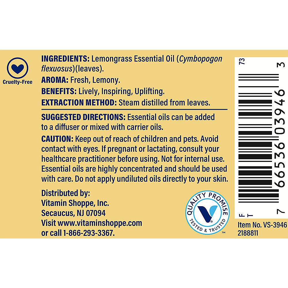 Lemongrass - 100% Pure Essential Oil - Lively, Inspiring, & Uplifting Aromatherapy (1 fl. oz.)