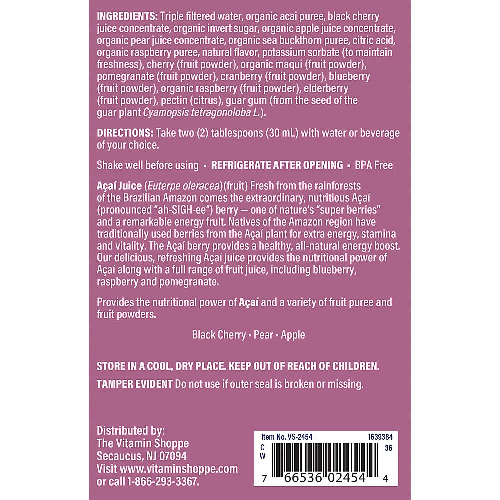 The Vitamin Shoppe Acai Juice - Provides an All Natural Energy Boost Made from Fruit Juice Concentrates (32 Fluid Ounce)