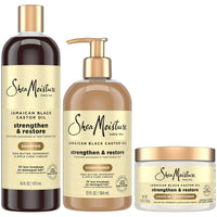 Thumbnail for SheaMoisture Jamaican Black Castor Oil Strengthen & Restore Hair Repair Shampoo, Conditioner + Leave-In Conditioner