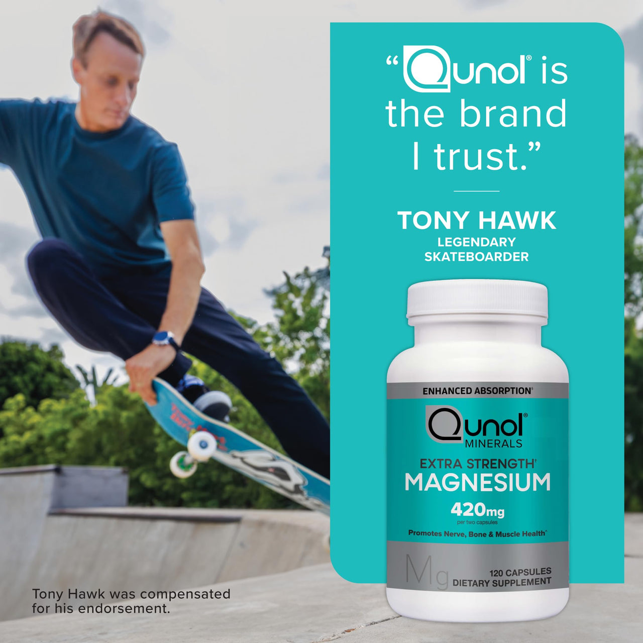 Qunol Magnesium Capsules 420mg, High Absorption Magnesium Supplement, Extra Strength, Bone and Muscle Health Supplement, 120 Count