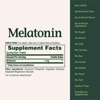 Thumbnail for Nature's Bounty Melatonin, 100% Drug Free Sleep Aid, Promotes Relaxation and Sleep Health, 1mg, 180 Tablets