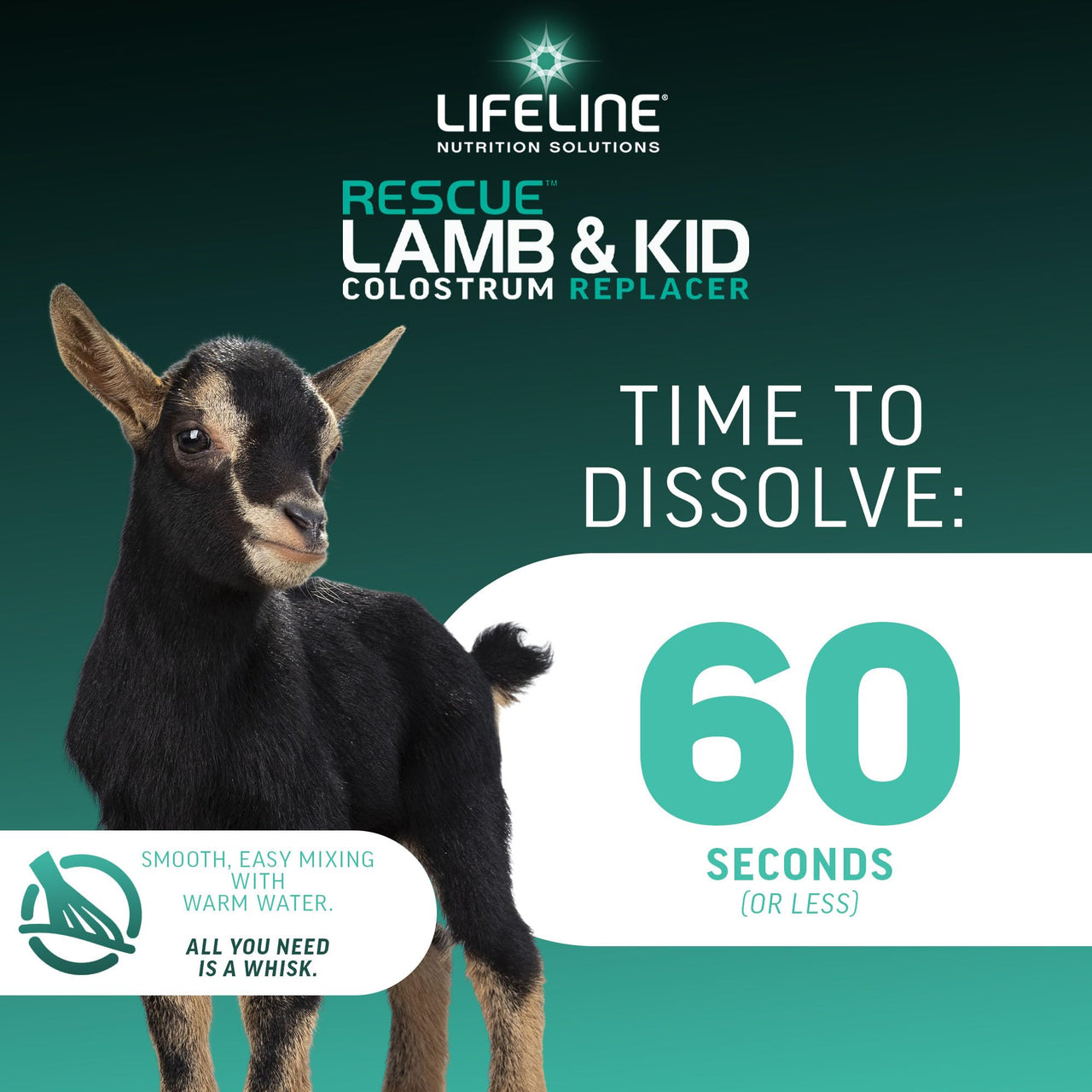 ANNUSO LIFELINE Rescue Lamb & Kid Colostrum Replacer, 1.3lb Bag - 144g Globulin Protein for Newborn Goats & Lambs - Immune Support, Fat, Vitamins, Minerals - Serum-Based, Easy-Mix Formula
