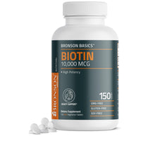 Thumbnail for Bronson Biotin 10,000mcg, Supports Healthy Hair, Skin and Nails, Vegetarian, Non-GMO, 150 Tablets