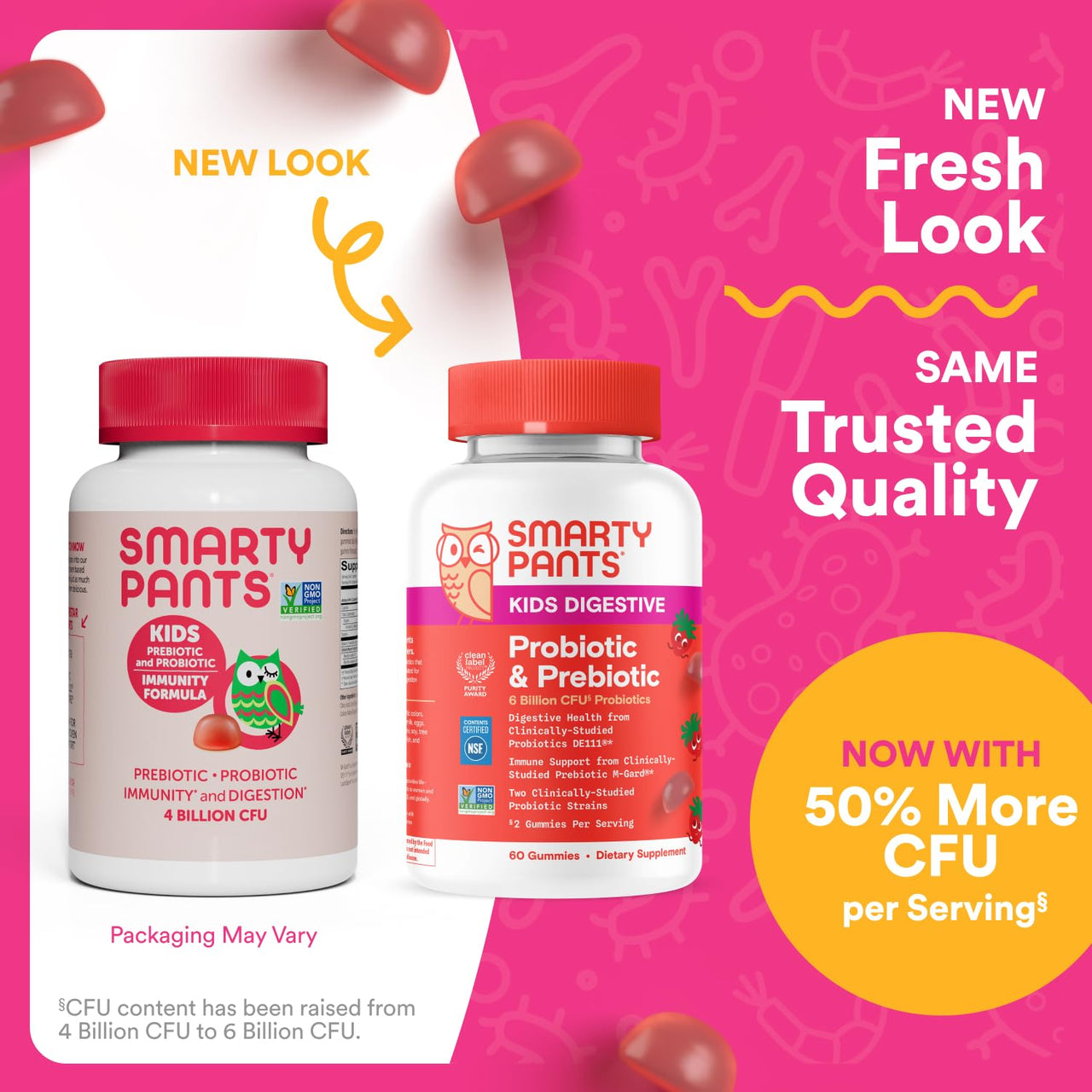 SmartyPants Kids Probiotic & Prebiotic Gummies for Digestive Health: Gut Health Supplement, Clinically Studied Prebiotic for Immune Support, Strawberry, 60 Count (30 Day Supply)