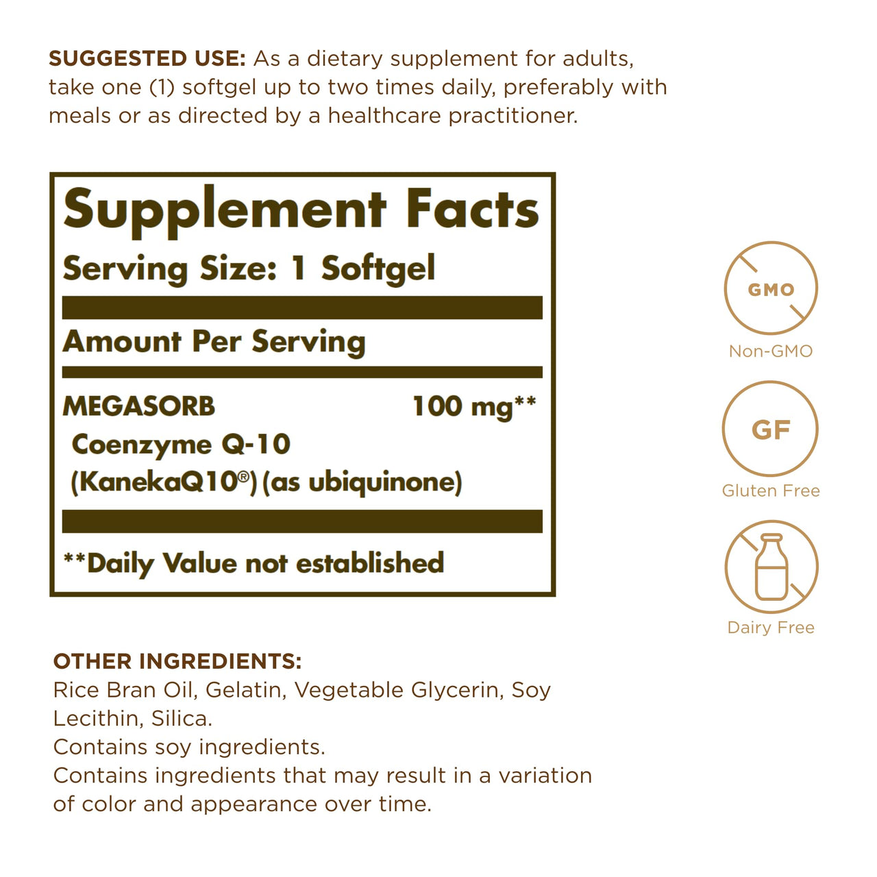 Solgar Megasorb CoQ-10 100 mg - 30 Softgels - Enhanced Absorption - Non-GMO, Gluten Free, Dairy Free - 30 Servings