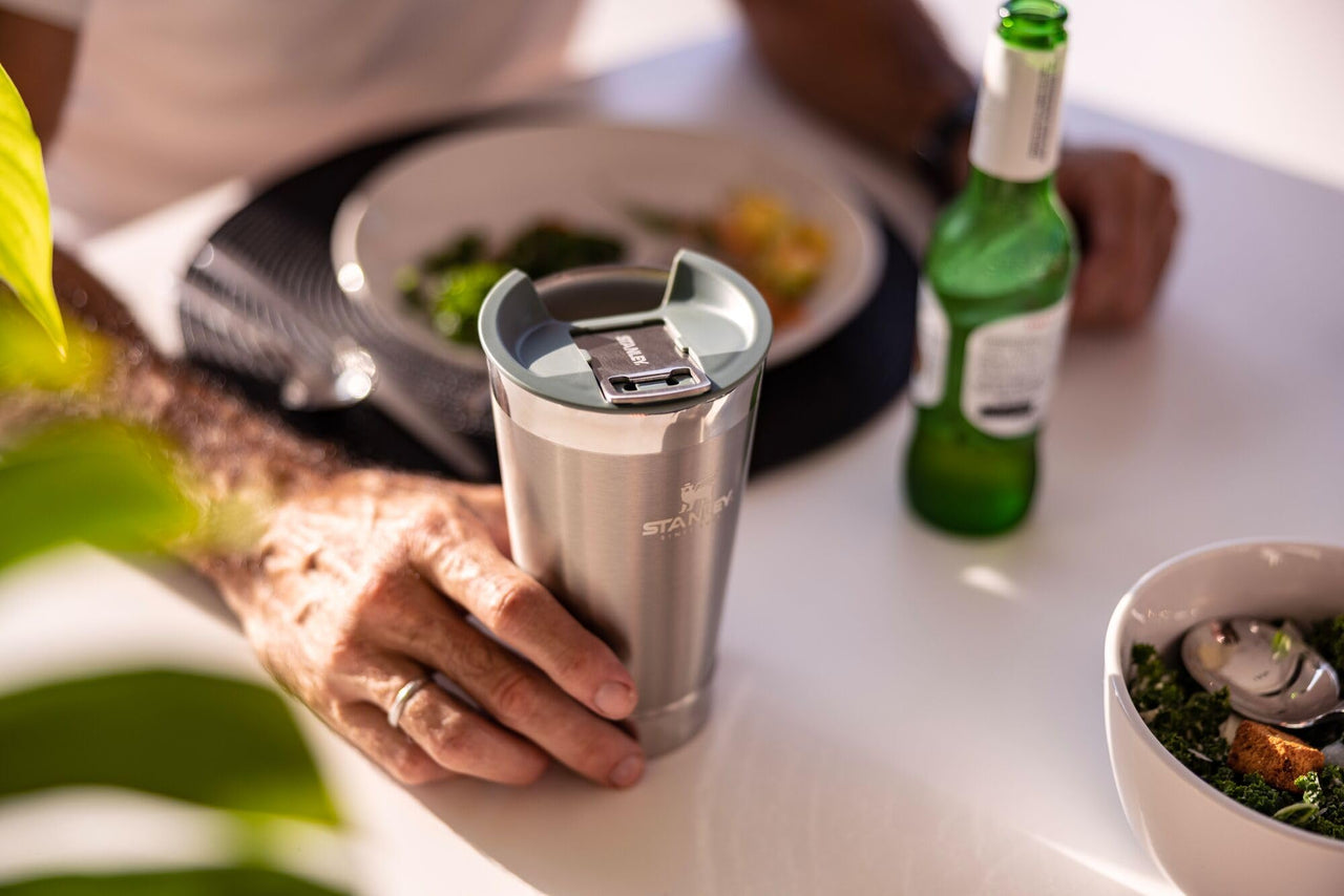 STANLEY Stay-Chill Beer Pint 16 oz | Wide Mouth Lid | Built-In Bottle Opener | Beer Tumbler Cup | Insulated Stainless Steel Pint Glass | BPA-Free | Lilac Gloss