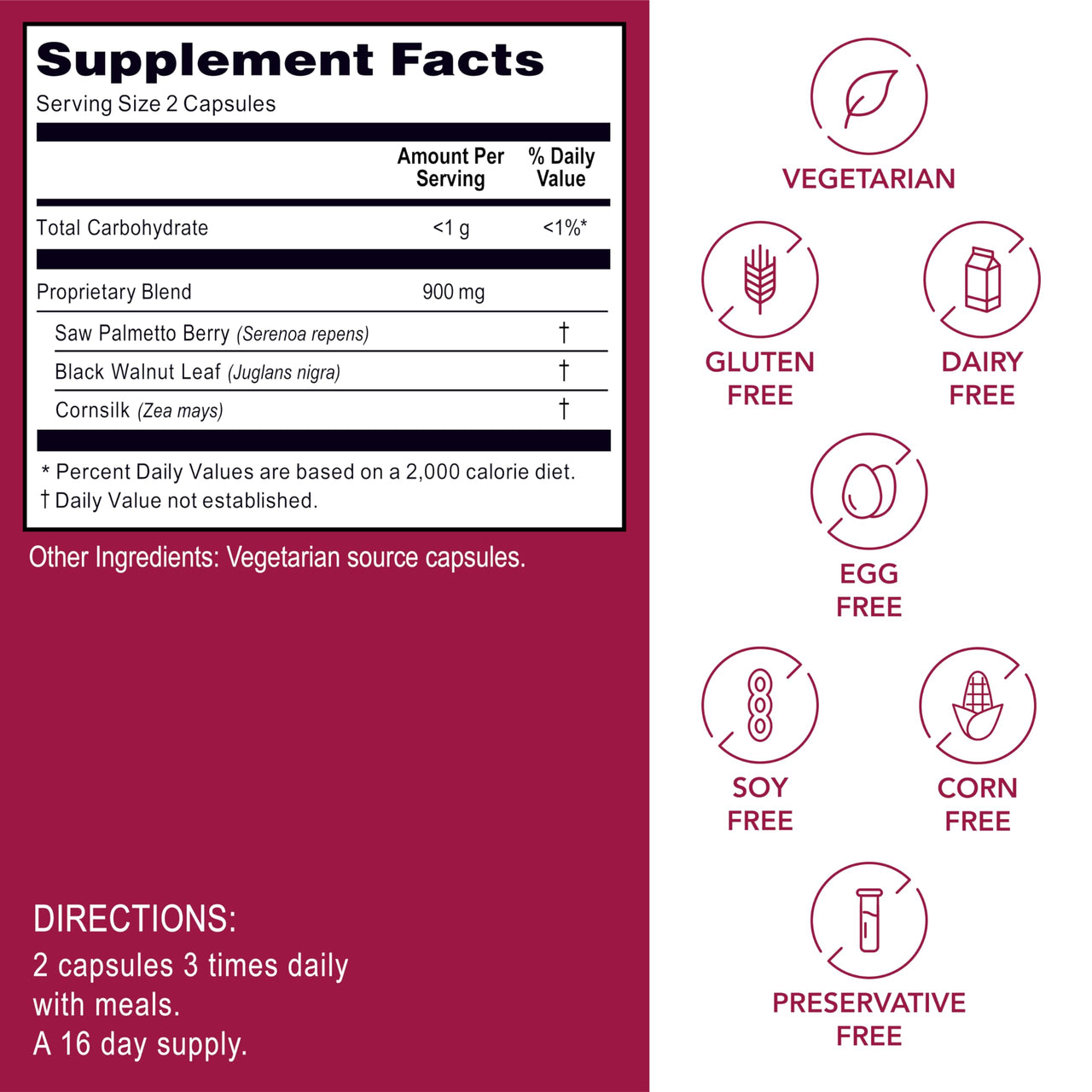 Kroeger Herb Products, Men’s Special, Saw Palmetto Supplement with Black Walnut, DHT Blocker Urinary Health and Prostate Support for Men's Health, Vegan, Non-GMO Capsules, Made in USA