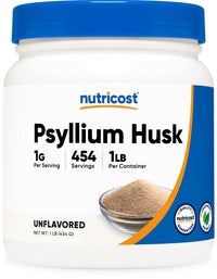 Thumbnail for Nutricost Psyllium Husk Ground Powder (1lbs) - Gluten Free and Non-GMO