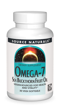 Thumbnail for Source Naturals Omega-7 Sea Buckthorn Fruit Oil, Non-GMO, Vegan-Sourced for Health and Vitality* - 30 Vegan Softgels