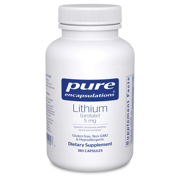 Pure Encapsulations Lithium Orotate 5 mg - Brain Support Supplement - with N-Acetyl-L-Cysteine (NAC) for Memory & Brain Behavior* - Gluten Free & Non-GMO - 180 Capsules
