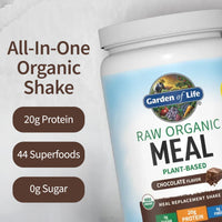 Thumbnail for Garden of Life Meal Replacement Shakes, Raw Organic, Chocolate Protein Powder with Plant Based Pea Protein, Sprouts, Greens, Probiotics, Dairy Free 28 Servings